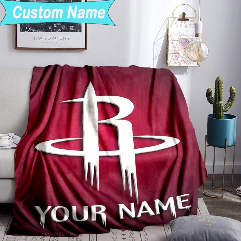 Custom Name Blanket Rockets Basketball Team Blanket Bedding Blanket for Travel, Camping, Living Rooms, Offices, Sofas, Fan Christmas gift