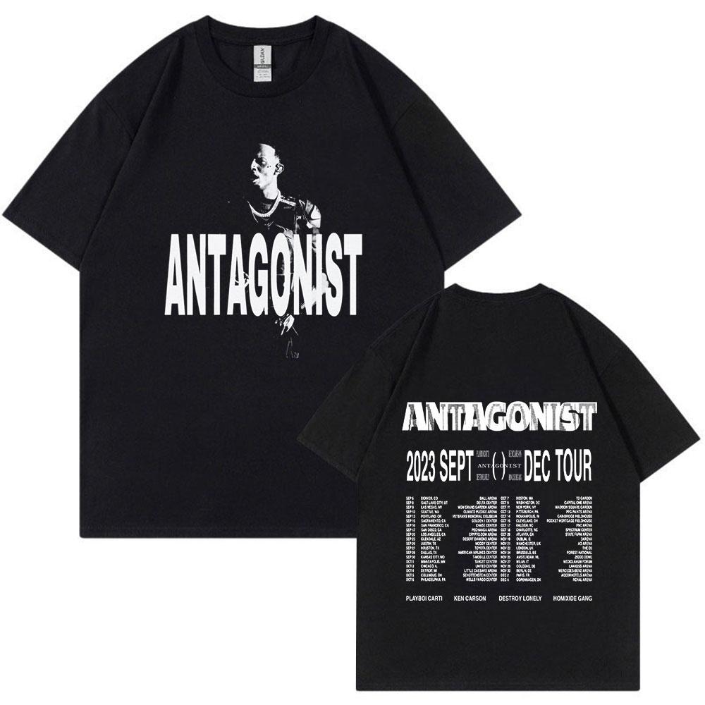 Rapper Playboi Carti Antagonist Tour T-shirt 2023 Concert Fans T Shirt Men's Fashion Hip Hop Short Sleeve Oversized T-shirts