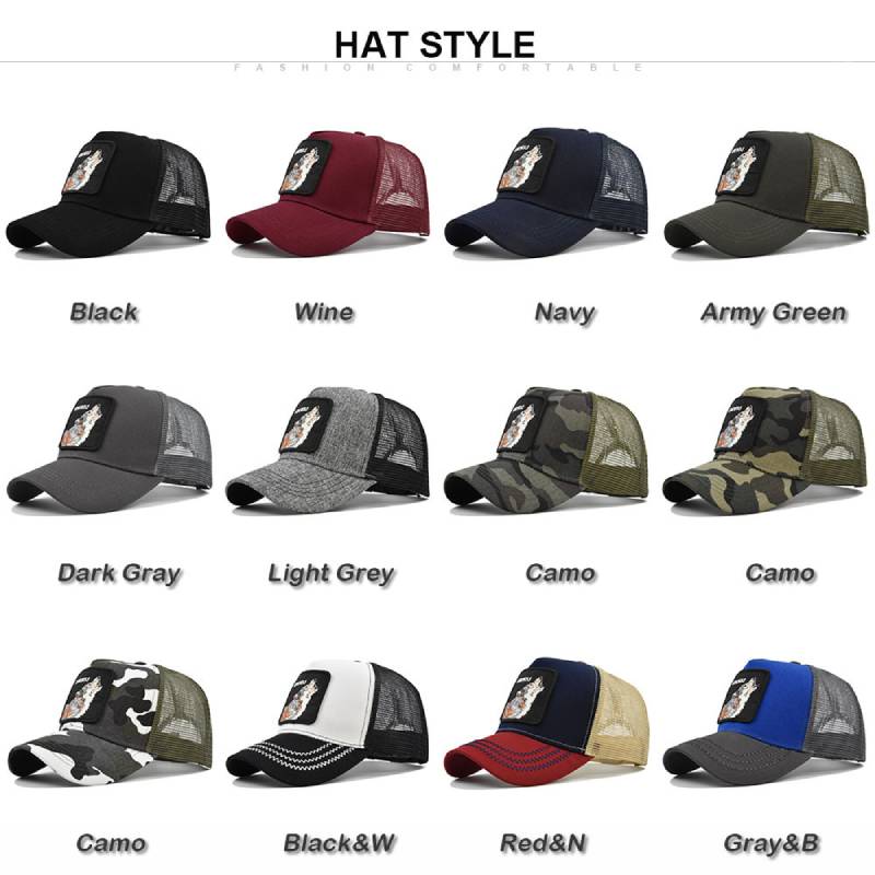 Animal Baseball Embroidered Cap Wolf Pattern Mesh Cap In A Variety Colors Of