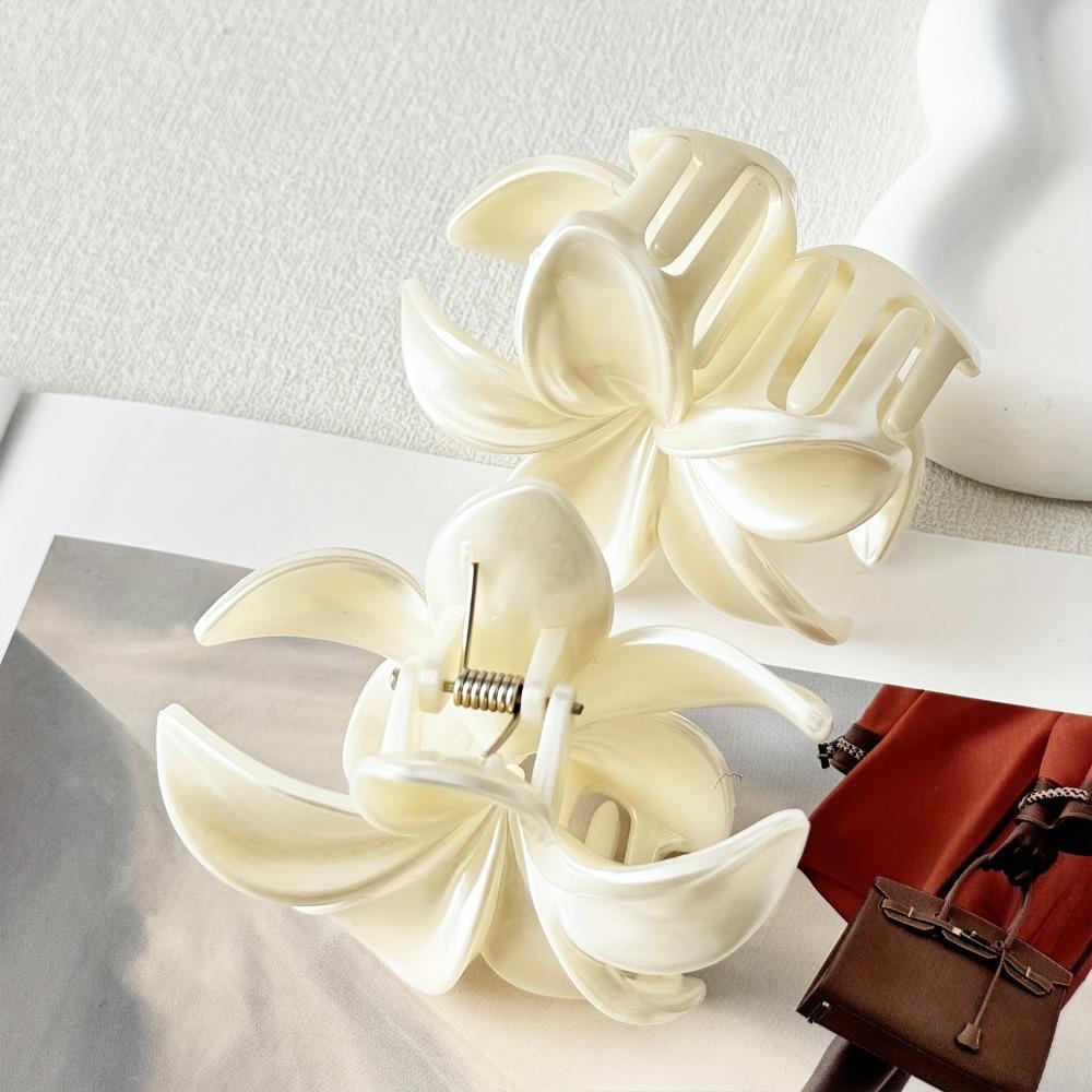 2Pcs 8CM Flower Hair Claw for Women Large Hair Crab Clamps Ponytail Shark Clip Headdress Hair Accessories