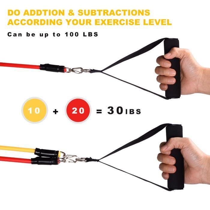 Elastic Resistance Bands Set, Strength Training, Yoga Pilates Latex Fitness Exercise Bands Kit with Door Anchor/Handles