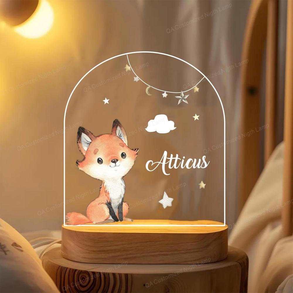 Name Night Light Personalized Gift for Baby Night Light Giraffe and Elephant In Air Balloon Bedroom Bedside Light