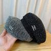 Shiny and Bright Niche Style Beret Hat for Women Korean Version Versatile Ins Fashion Casual High End Sequined Temperament Painter Hat