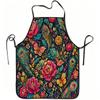 1pc Floral Butterfly Peacock Feather Print Apron, Durable And Easy to Clean, Adjustable Waistband, Polyester Material, for Kitchen Cooking, Gardening,