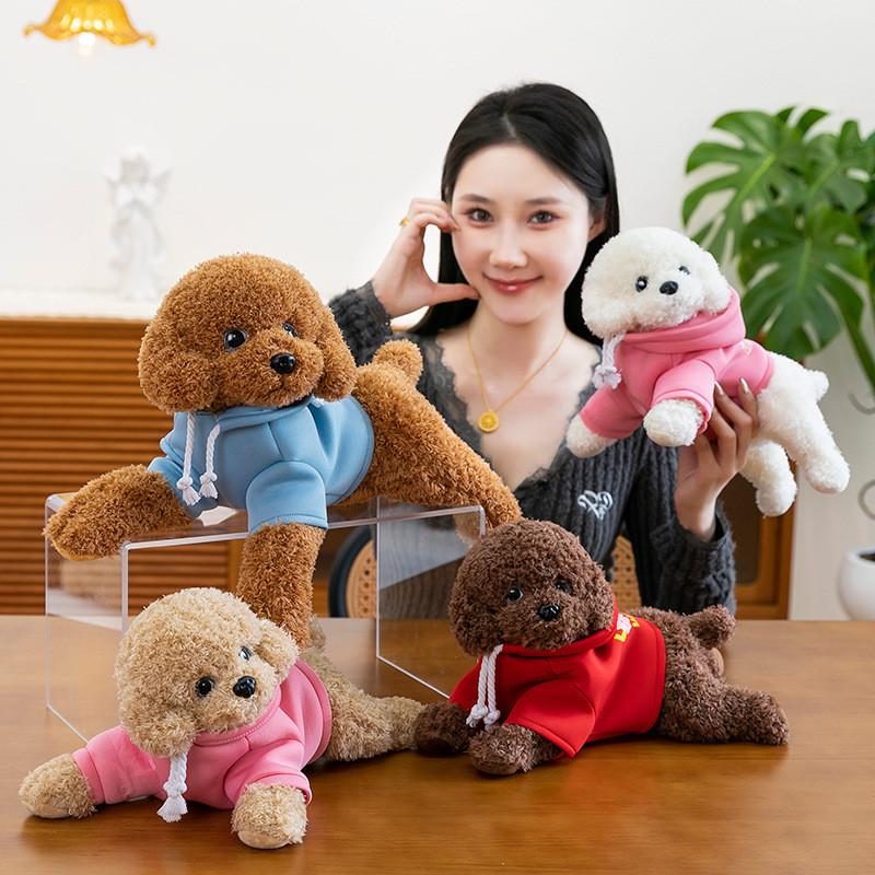 Hoodie Teddy Dog Plush Toy Cute Cartoon Collar Animal Doll Girl Gift Birthday