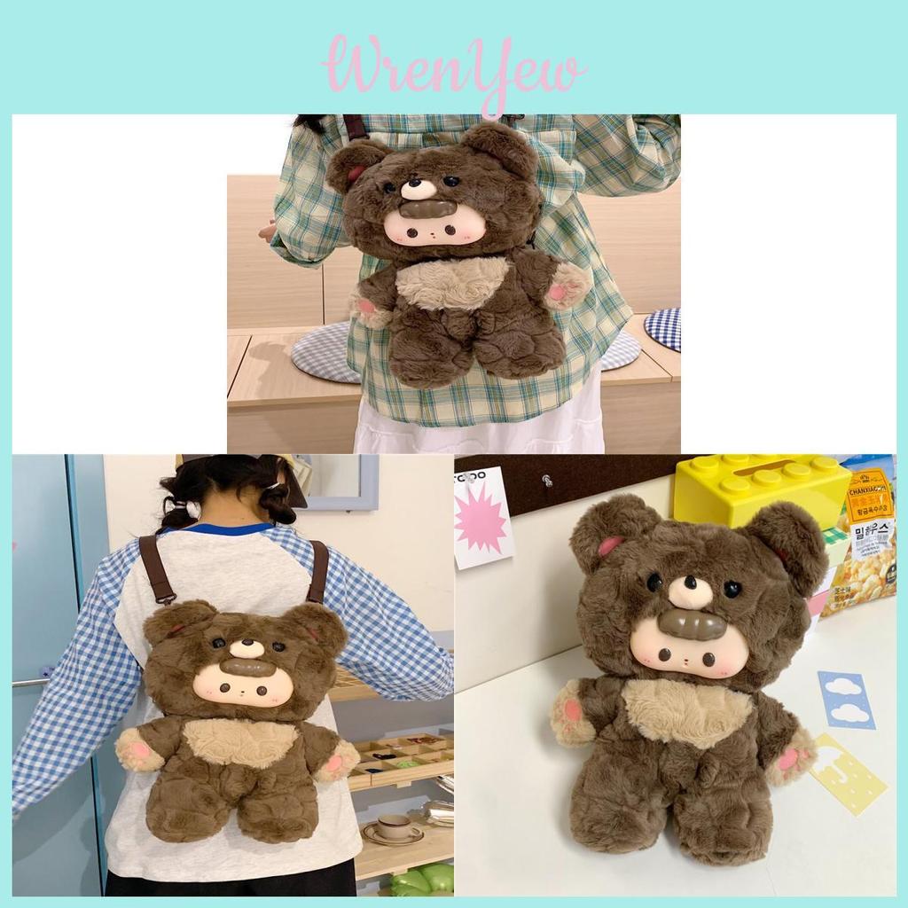 Plush Bear Backpack For Girls With Zipper Closure And Daypack Style