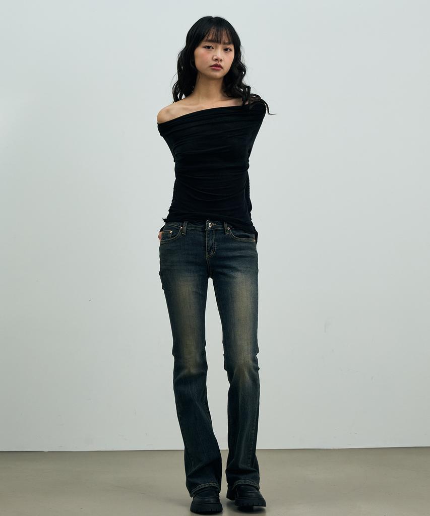 Alikim Elin Drape Off-Shoulder Top / Black