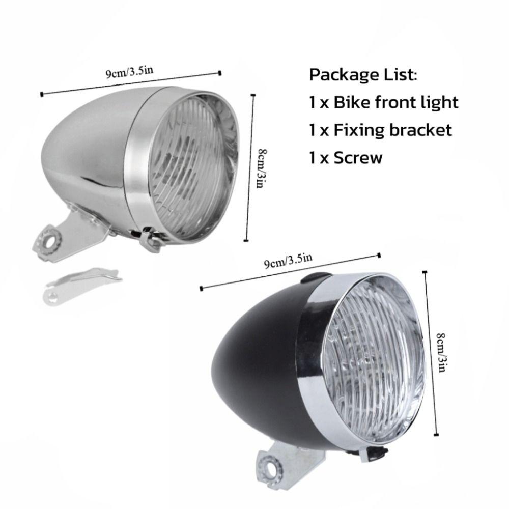 3 LED Retro Bike Headlamp Black and Silver Cycling Lighting Accessory Bike Headlight  Bike Lighting