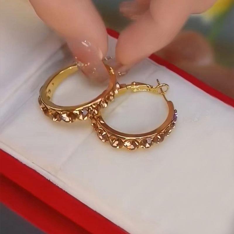 Luxury Large Exaggerated Diamond Hoop Earrings for Women - Cold Style Fashion Jewelry