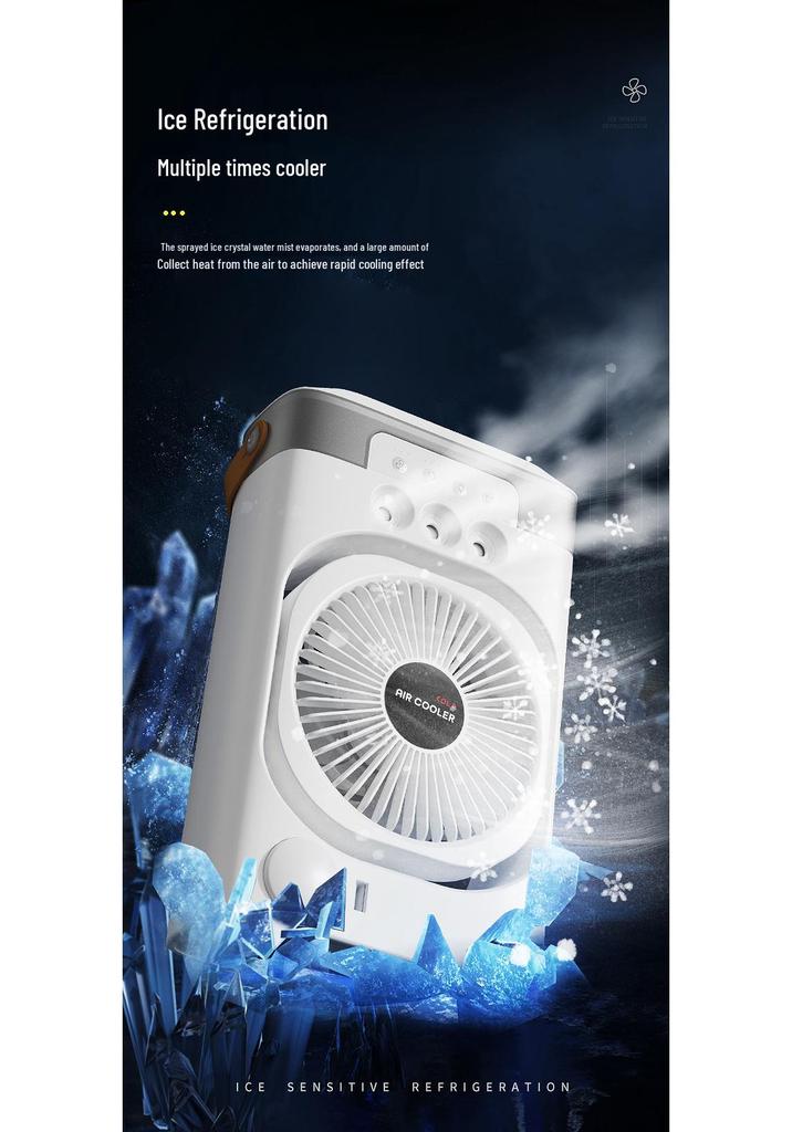 Compact USB Rechargeable Three-Speed Spray Fan with Humidifier for Desktop Use