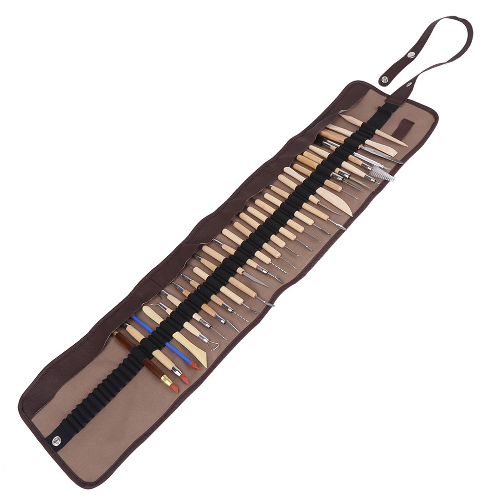 

30 шт. деревянная восковая глина керамика резьба моделирование скульптура DIY ремесленный инструмент с катящейся тканевой сумкой