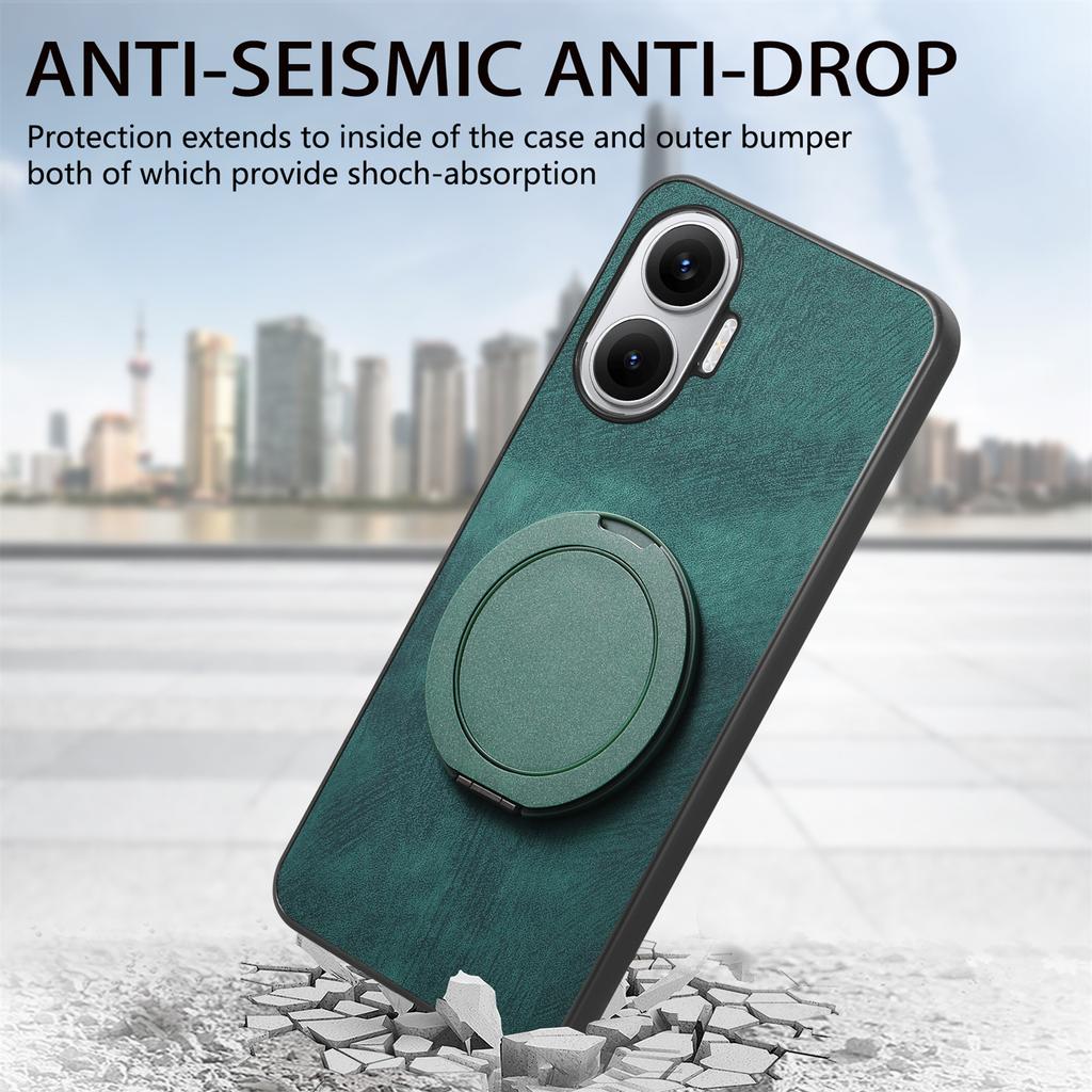 For Xiaomi Redmi Turbo 4 Pro 5G Phone Case with Rotating Kickstand Stress Relief Retro Leather Back Cover