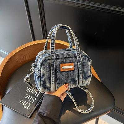 Washed Denim Hand Carry Small Bag Women's New Trendy Fashion Simple Pillow Bag Spring and Summer Texture Messenger Bag