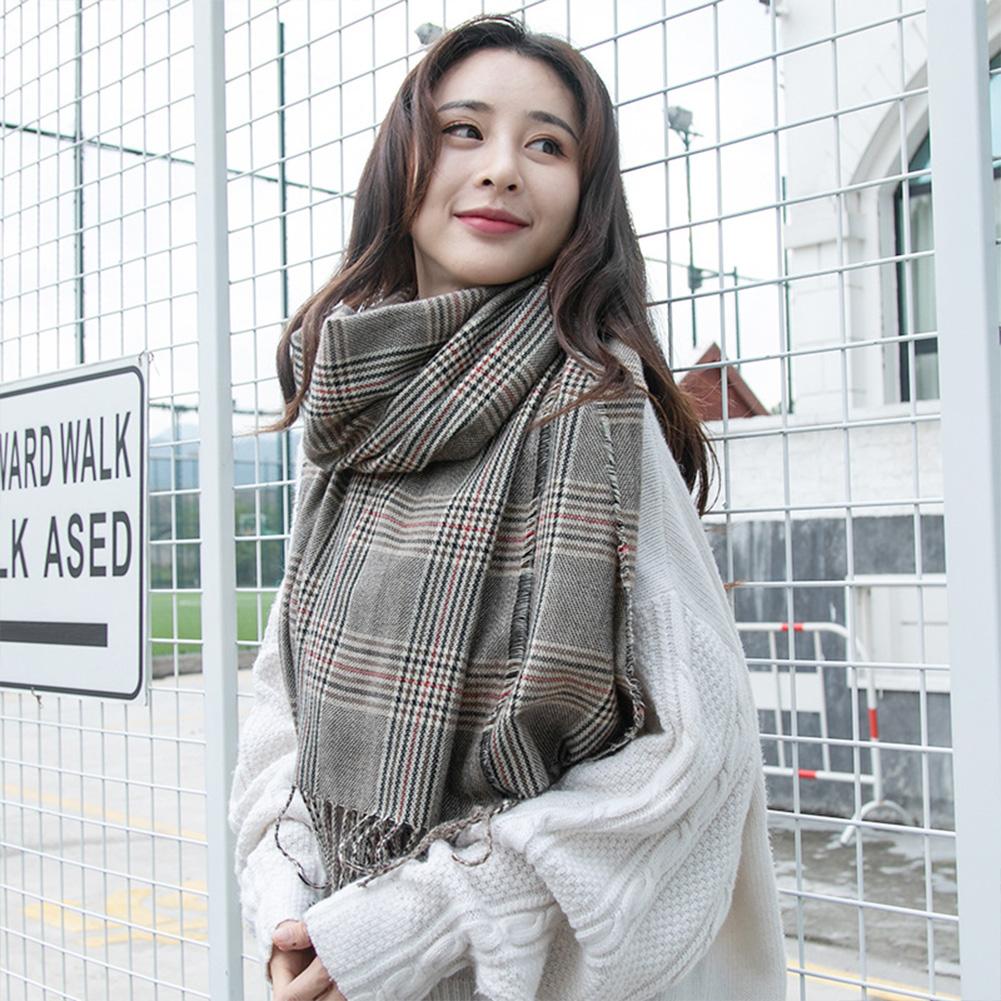 Autumn Winter Warm Scarf Fashion British Style Plaid Tassel Imitation Cashmere Shawl Cape