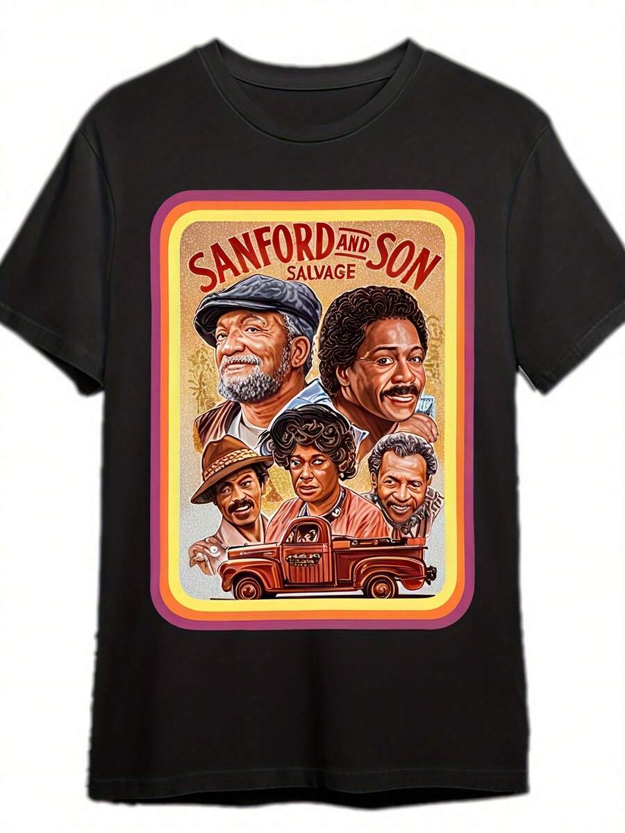 

Plus Size Burlesque Art Men Sanford And Son T-Shirt Men Short Sleeve Graphic T-Shirt Collection Black S разноцветный