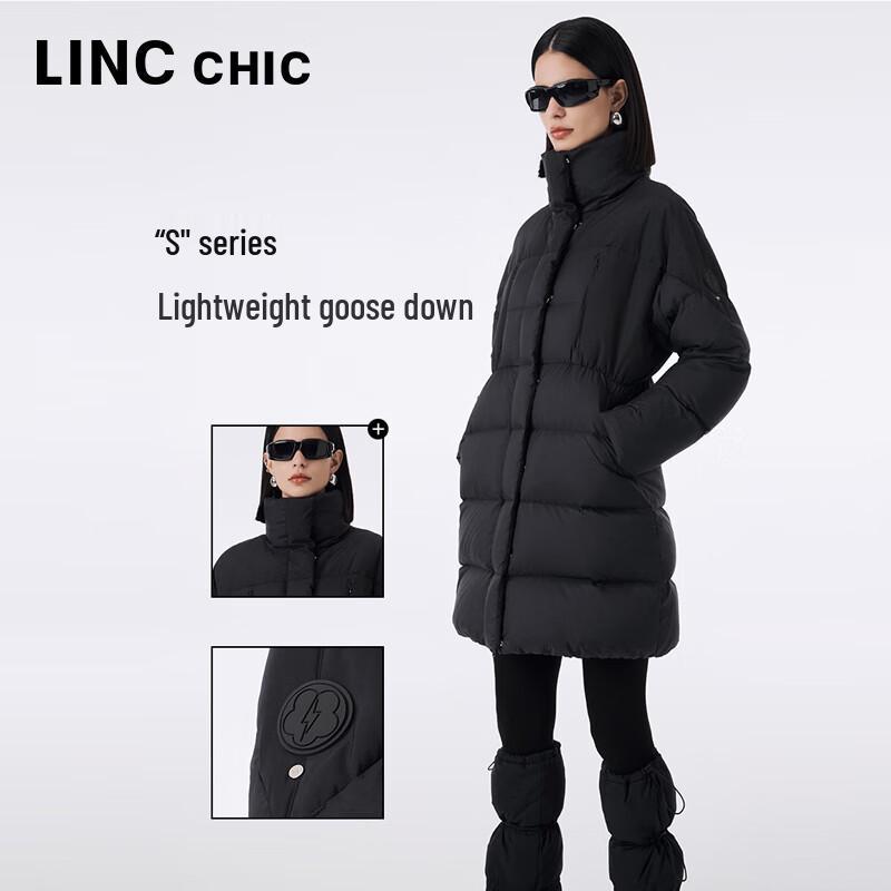 Jinyujie Women's High-Neck Mid-Length Goose Down Puffer Coat