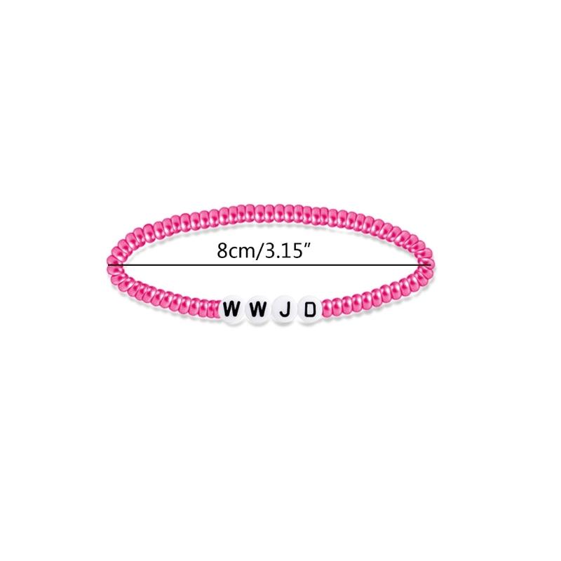 7PCS Colorful WWJD Bracelets Teen Girl Summer Beaded Bracelets Religious Stretch Bracelets What Would Jesus Do Bracelets