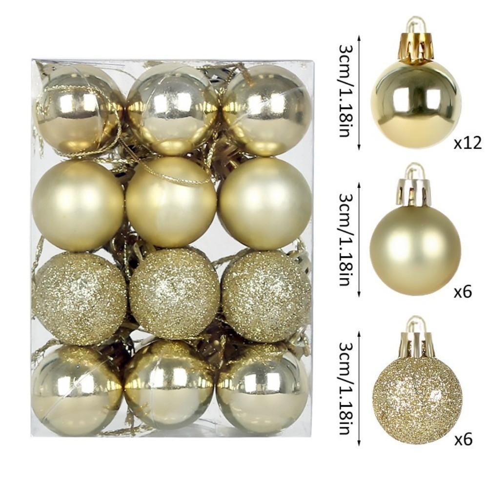 24Pcs 3cm Christmas Baubles Plastic Christmas Ball Ornament  Home Garden Decoration