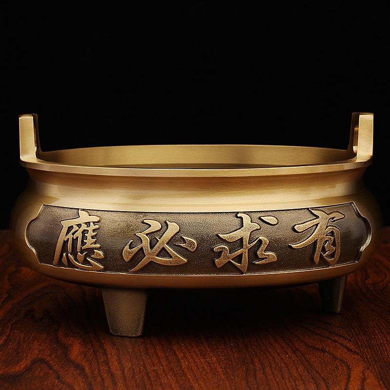 Copper Solid Ear Punching Copper Incense Burner Ornament Sandalwood Burner Incense Burner Ornament Solid Responsive Lotus Incense Burner Ornament