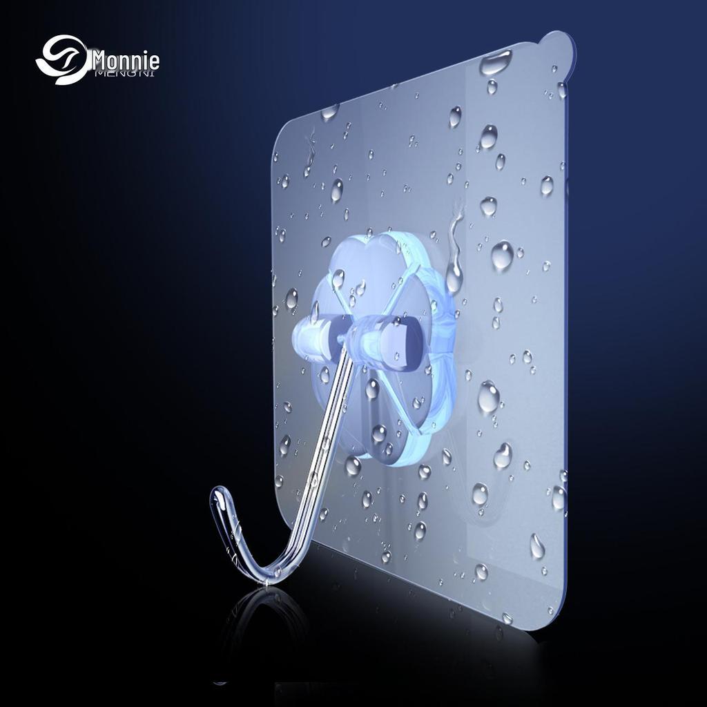 Transparent Traceless Adhesive Hooks - Stainless Steel, Nail-Free, for Bathroom & Behind-Door Use