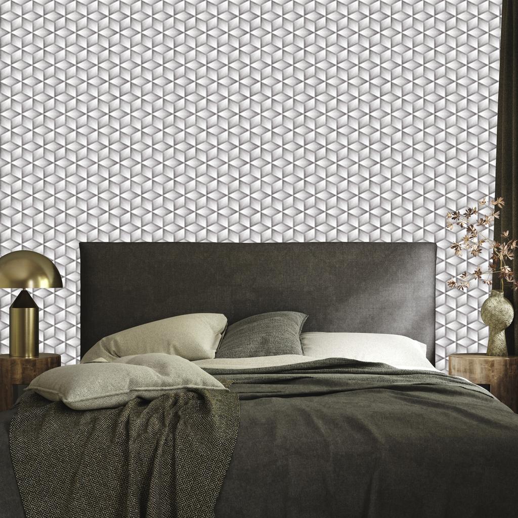 Wallpaper Cubes in shades of gray with a 3D effect 50x1000