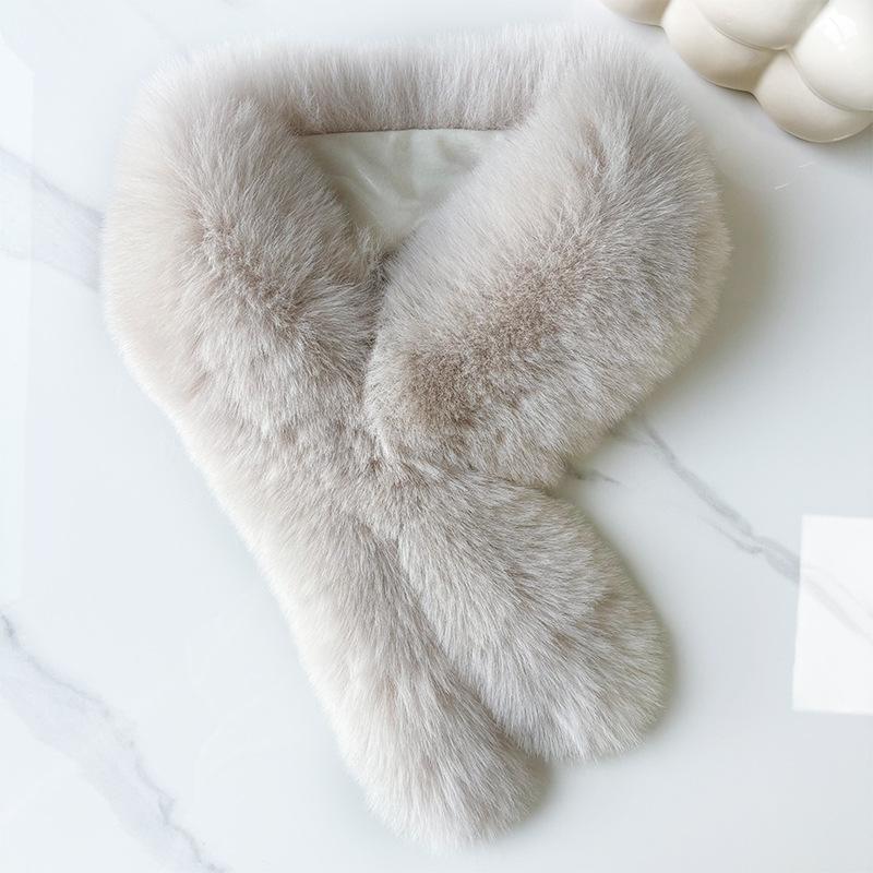1Pcs Imitation Fox Fur Cold Resistant Collar Scarves Neck Warmers Plush Fluffy Fur Scarf Thicken Solid Color Warm Neckerchief