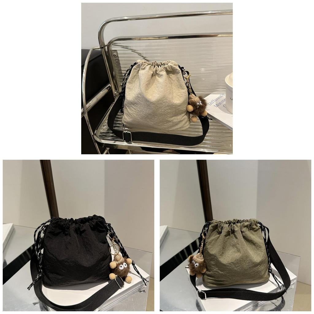 Water Bucket Bag For Women With Drawstring Closure Soft Material Casual Crossbody Purse