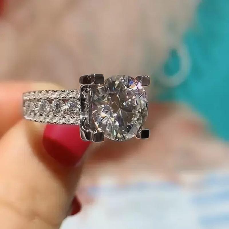 Novos anéis de casamento clássicos, anéis da eternidade para mulheres, deslumbrantes, zircônia cúbica branca, proposta, anéis de noivado, presente de amor de luxo