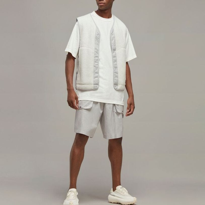 Y-3 SS23 Solid Color Large Pocket Straight Leg Casual Shorts Men shorts Silver HZ8817