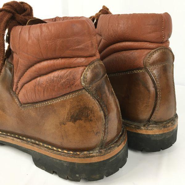 80.-90. léta Vintage Kožené Turistické/Trekkingové Boty s Vibramovou Podrážkou Velikost 25.0-25.5-26.0 Hnědé(POUŽITÝ)