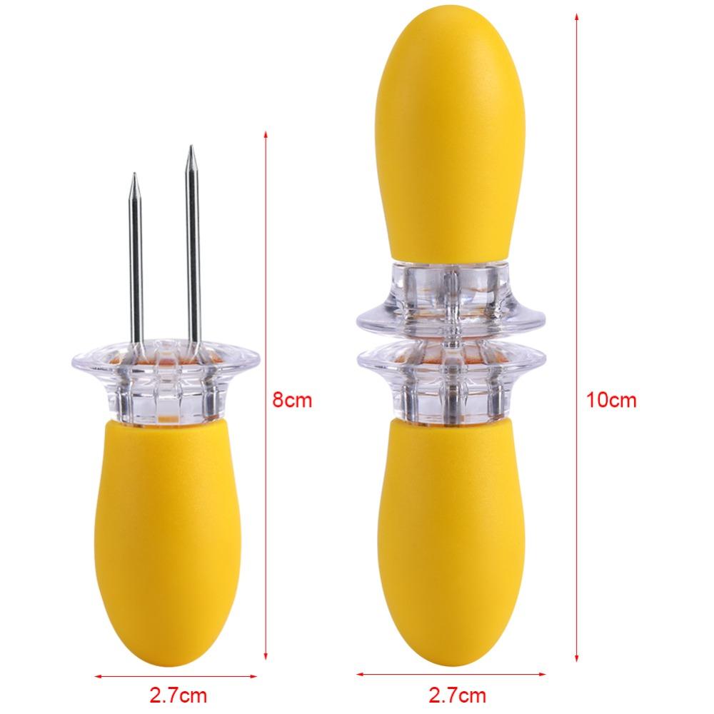 8 Pcs Easy Clean Rustless Steel Corn Fork Anti Scald Sturdy Fruit Fork Smooth Resin Food Fork Home Tableware