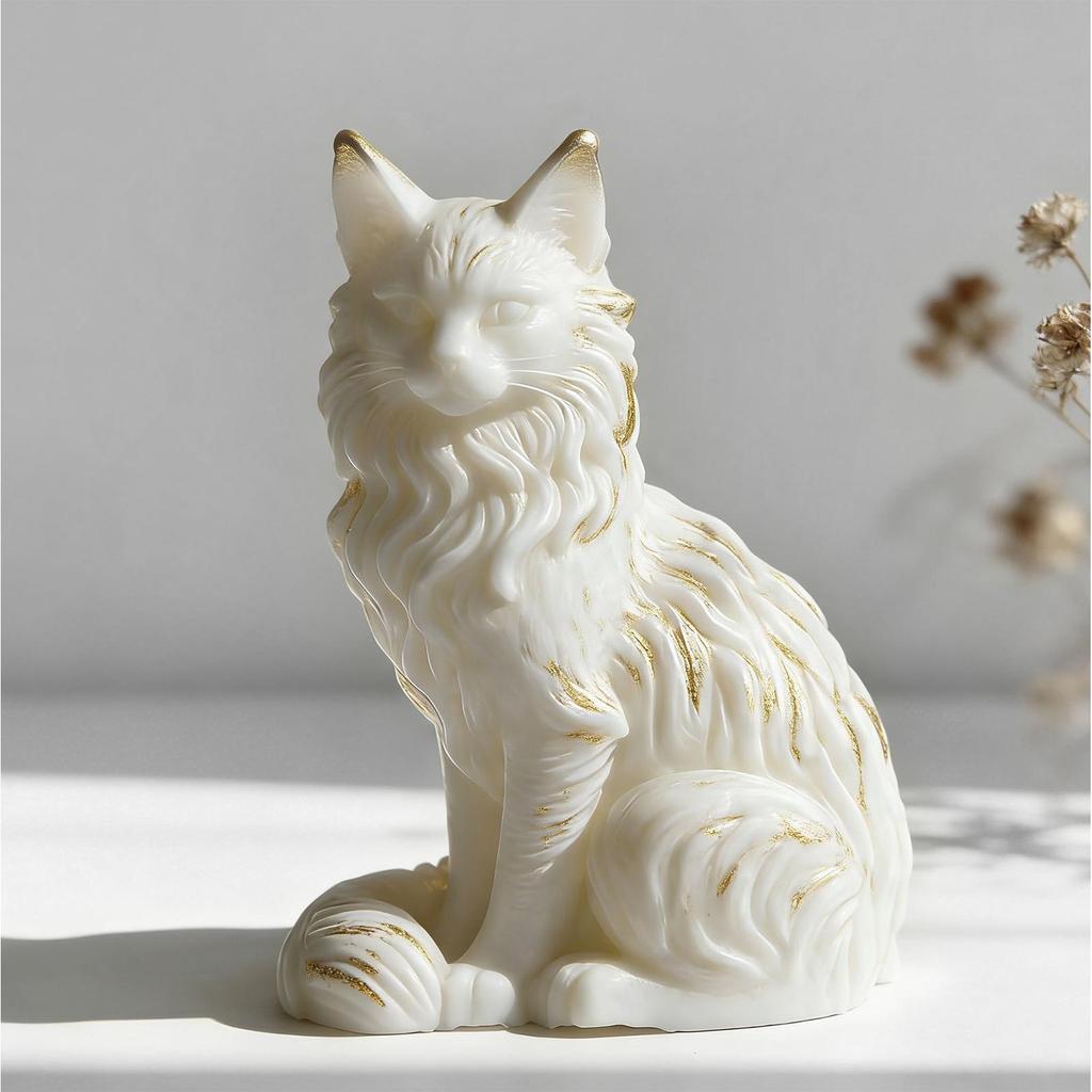 3D Cat Resin Mold Sitting Maine Coon Cat Silicone Mold For DIY Scented Candle Wax Plaster Epoxy Craft Home Decor Gift