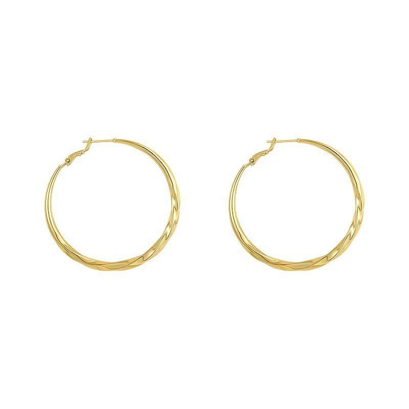 Earrings Twisted Plain Ring Earrings Women'S Simple Cold Wind Ear Acupuncture Commuting Advanced Sense Light Luxury Ear Jewelry