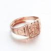 Purple Gold Plated 14K Rose Gold Square Blessing Word Men Wedding Ring Fashion Chinese Style Classic Banquet Jewelry