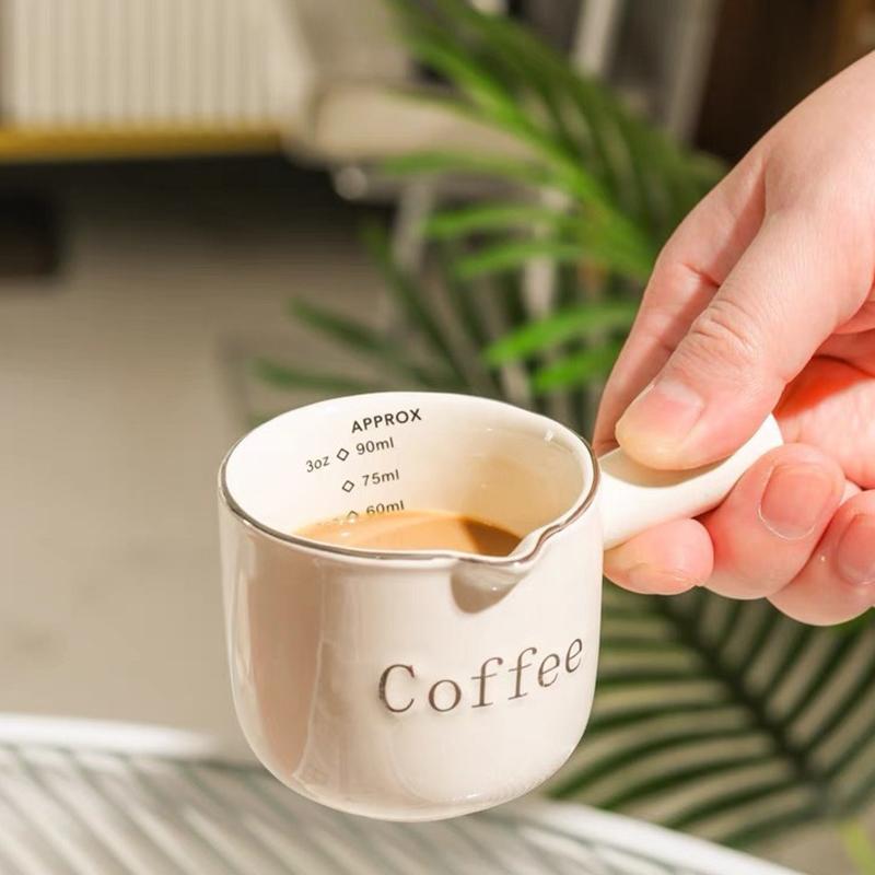 Keramik Espresso Kaffee Messbecher Mit Skala Extraktionsbecher Milchbecher Milchkännchen Mit Henkel Latte Mischbecher Skala Messbecher