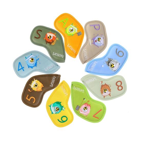 

9 шт. чехлов для головок клюшек для гольфа, защитный чехол для клюшек для гольфа, толстые чехлы для головок клюшек для гольфа из искусственной кожи, аксессуары для гольфа разноцветный