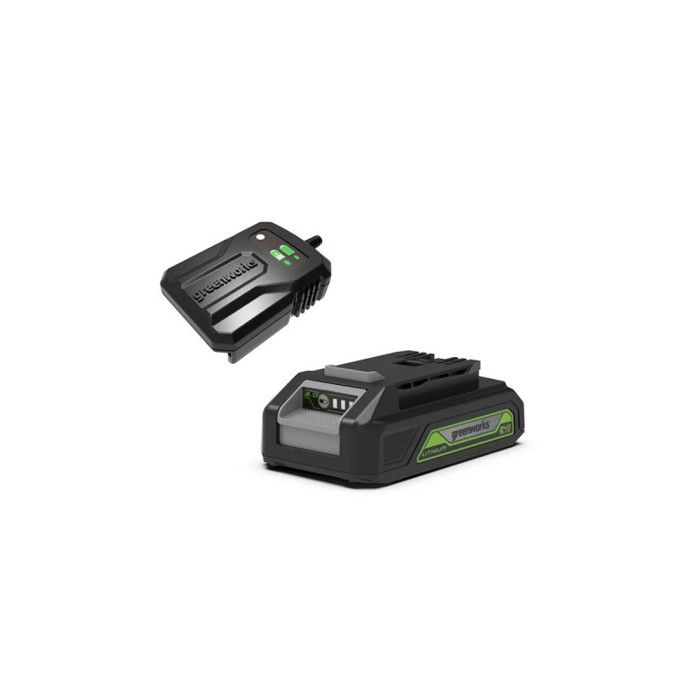 Batterie 24V - GREENWORKS - Modèle 2Ah - Chargeur Universel - Compatible Outils de Jardin - Recharge Rapide
