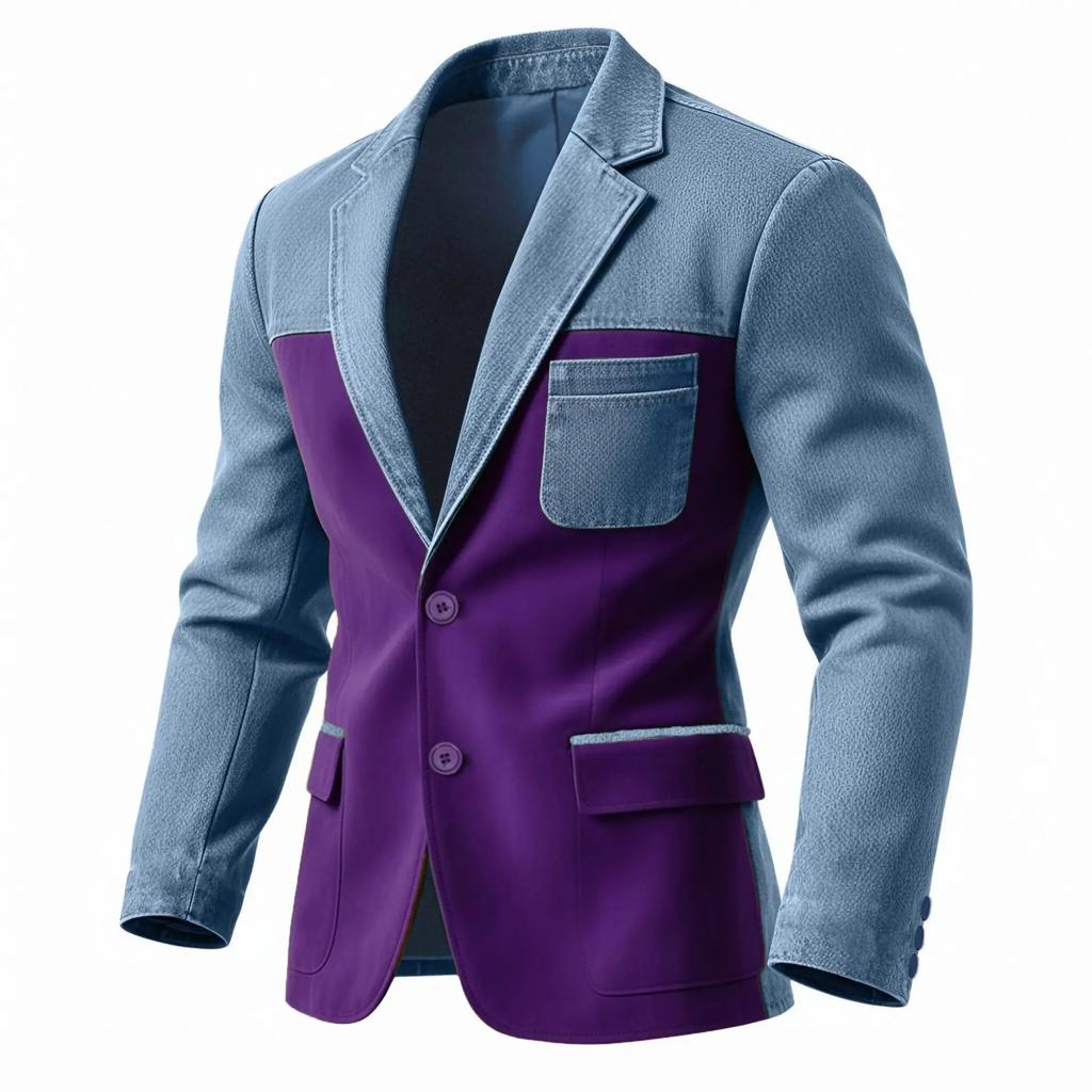 Frühling Herbst Herren Patchwork Blazer Mode Anzugjacke Hohe Qualität Schlank Lässig Blazer Mäntel Mann