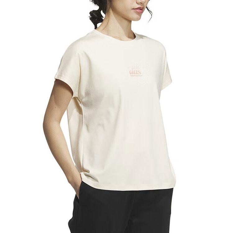 adidas Buchstabenprint Bequemes Lässiges Sport-T-Shirt mit kurzen Ärmeln Damen Oberteile Off-White IM8861