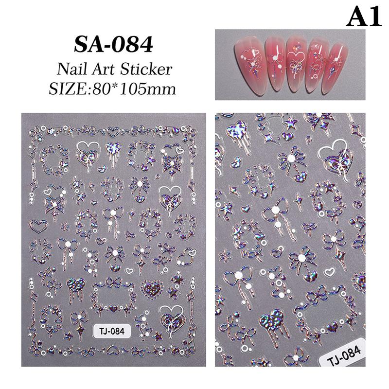 

1Pcs Bronzing Butterfly Peach Heart Nail Stickers High Quality Shiny 5D Nail Decals Light Luxury Nail Charm Adhesive Decoration