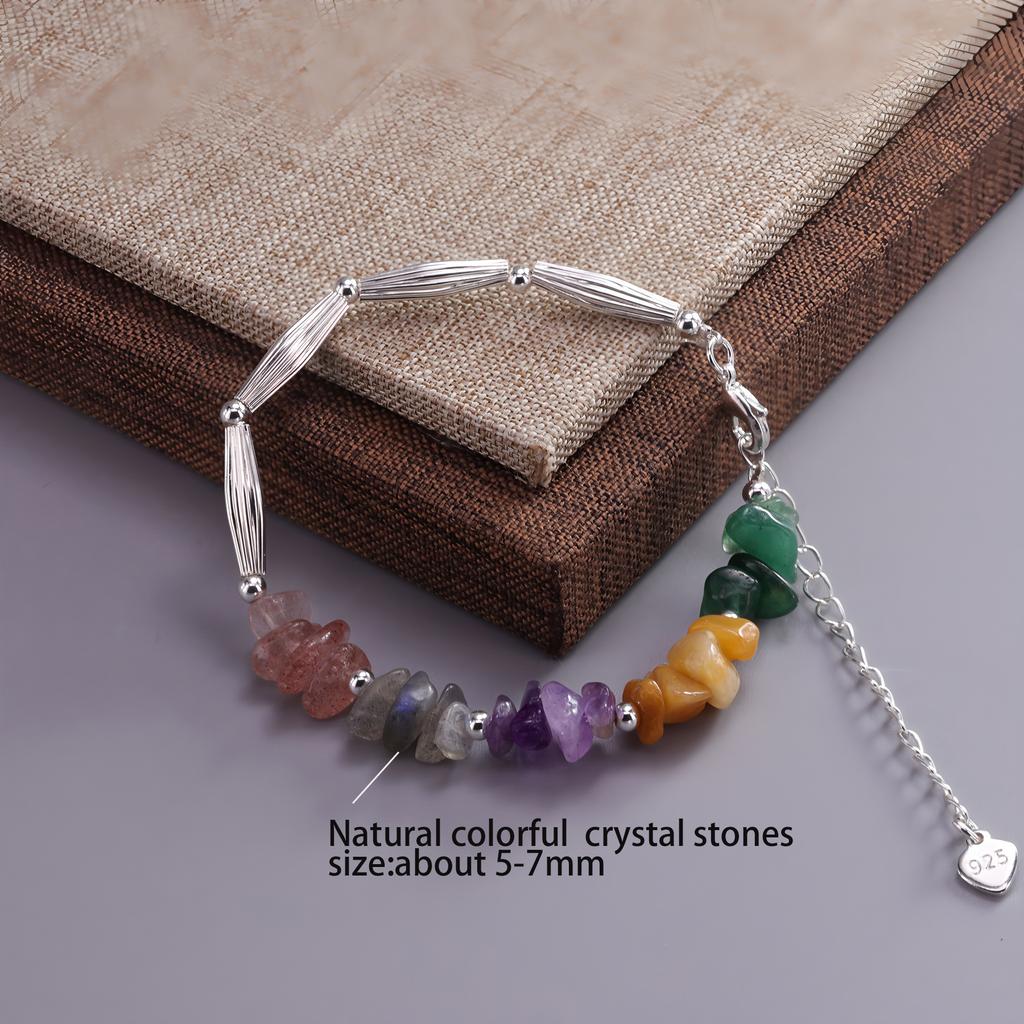 925 Silver Multicolour Bead Bracelet For Women Three Layers Geometry Drip Glaze Versatile Jewelry Dropship