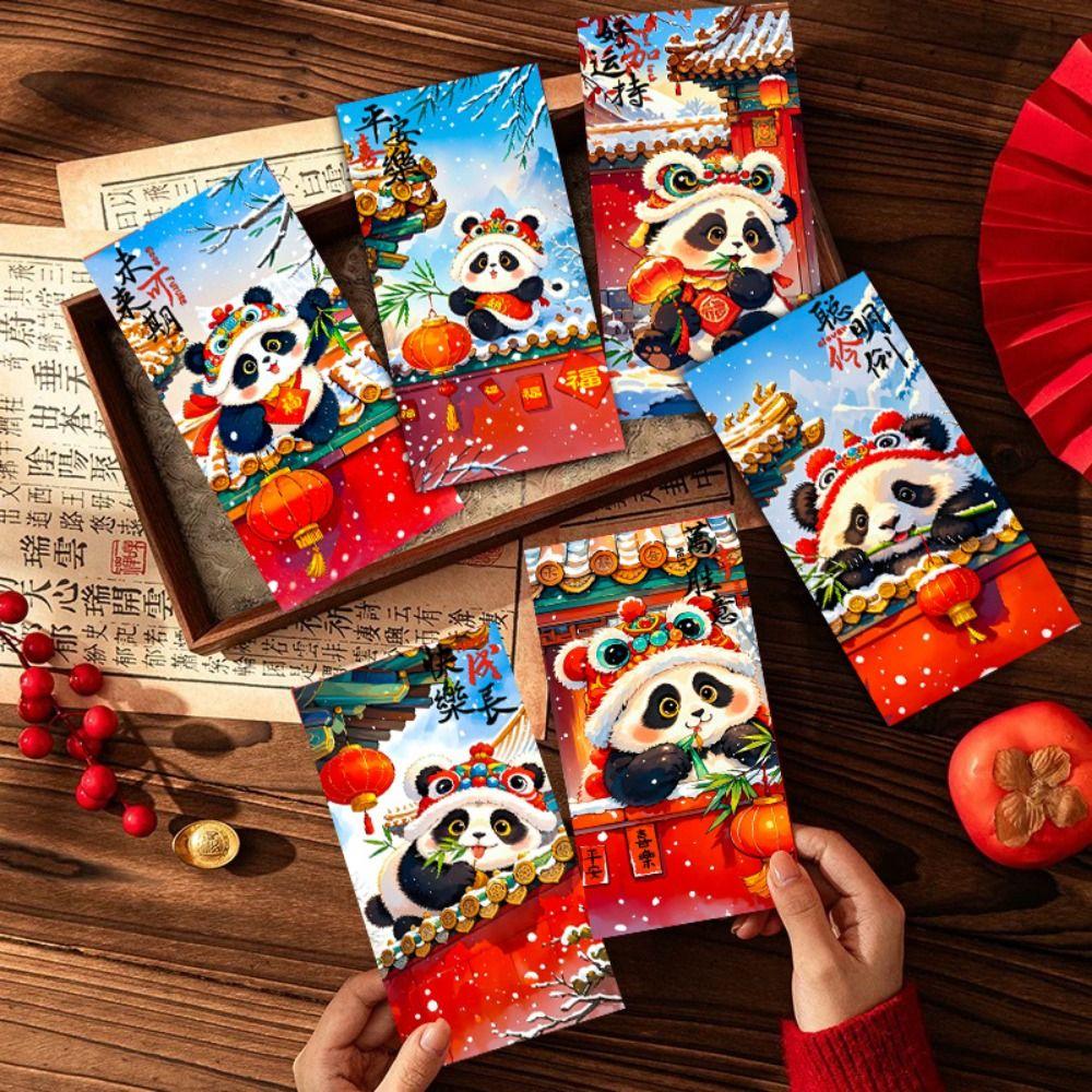 6pcs Chinese Style New Year Panda Red Envelopes Traditional Lucky Money Packets  Bonus