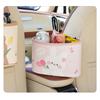 Cartoon Bear Car Trash Bin Leather Print Hanging Car Storage Organizer