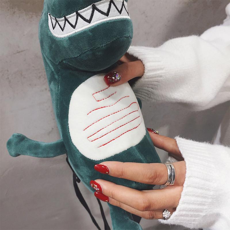 Sac bandoulière en peluche dinosaure pour filles avec poche zippée et intérieur en nylon