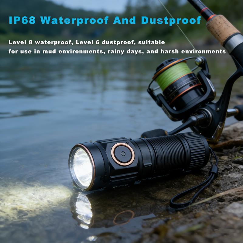 High Lumens Rechargeable LED IP68 Waterproof Dustproof Portable Handheld Flashlight for Outdoor Activities Fishing Lighting
