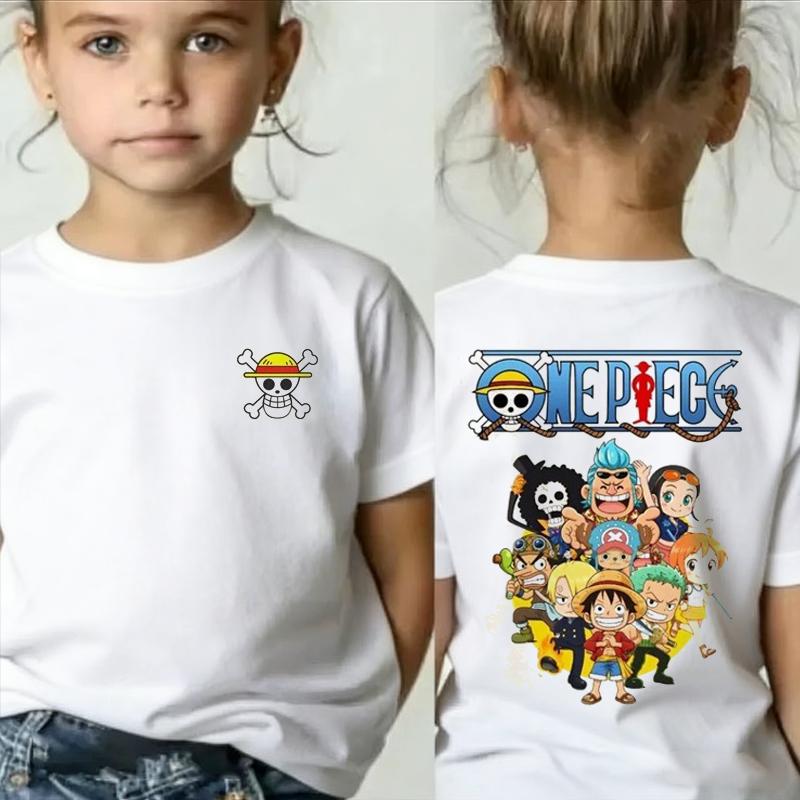 One Piece Japanese Anime Print Cotton TShirt Luffy Zoro Childrens Casual Short Sleeve Tee Kids Luffy Tshirt Family Clothing