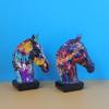 Colorful Graffiti Horse Head Figurine Modern Graffiti Art Animal Statues Home Office Living Room Desktop Wine Cabinet Decoration