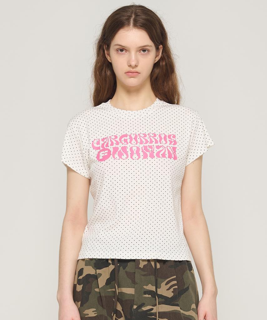 CARGOBROS FOR WOMAN Dot Pattern Short Sleeve T-Shirt (White)