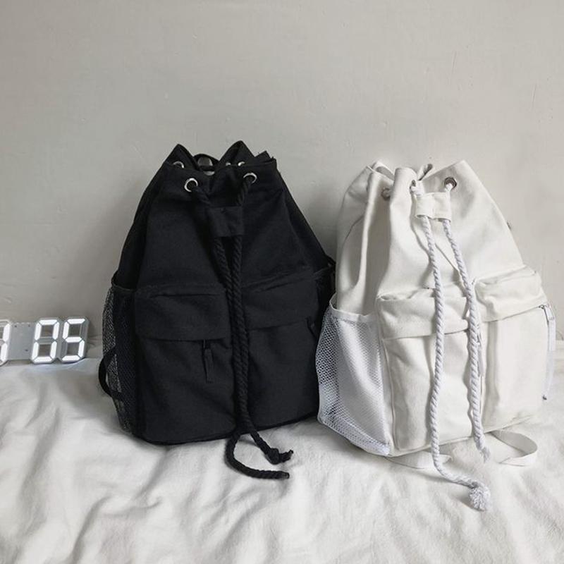 Zaini con coulisse per donne Zaini casual in tela per donne Zaini leggeri per studenti Borsa a tracolla Grande capacità Zaino da viaggio