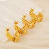 High-End Geometric Stainless Steel C-Shaped Gold Triple Circle Light Luxury Earrings